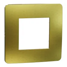 Cover frame, Unica Studio Metal, 1 gang, 1 x 2 modules, gold or beige (NU280260M) Cover frame, Unica Studio Metal, 1 gang, 1 x 2 modules, gold or beige (NU280260M)
