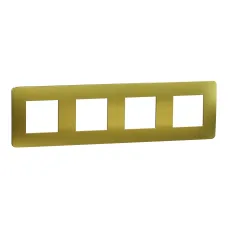 Cover frame, Unica Studio Metal, 4 gang, 4 x 2 modules, gold or beige  (NU280860M)