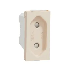 Socket-outlet, New Unica, mechanism, 2P, 10A, European, with shutter, IP3x, glossy, untreated, beige  (NU303144)