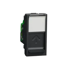 Розетка комп'ютерна RJ45, одинарна категорія 6 UTP, 1 модуль антрацит  (NU341454)