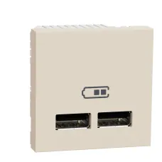 Розетка USB подвійна, 2.1А, 2 модулі, бежева Unica New Studio  (NU341844)