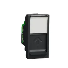 New Unica - 1 x RJ45 socket - 1 m - Cat. 6A - FTP - straight - shutter - anthra  (NU344854)