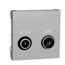 Розетка R-TV SAT прохідна,  2 модулі алюміній  (NU345630)