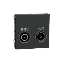 Розетка R-TV SAT прохідна,  2 модулі антрацит  (NU345654)